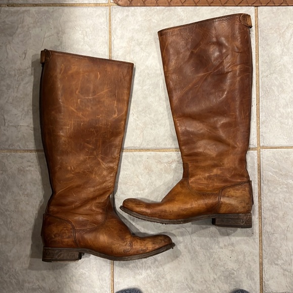 Frye Distressed Brown Riding Boots - Picture 3 of 3